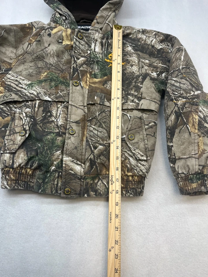 Chaqueta de Caza Realtree Niños Pequeña Marrón Madera Dura Camuflada Con Capucha Cremallera Interior a Presión Foto 3 de 4