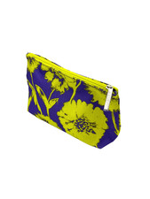 Clinique Floral Cosmetic Makeup Travel Bag Yellow Purple 9x6x3-Set of 15