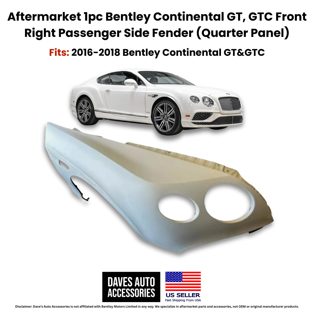 OE Style Passenger Side Carbon Fiber Fender Fits 16-18 Bentley Continental GT