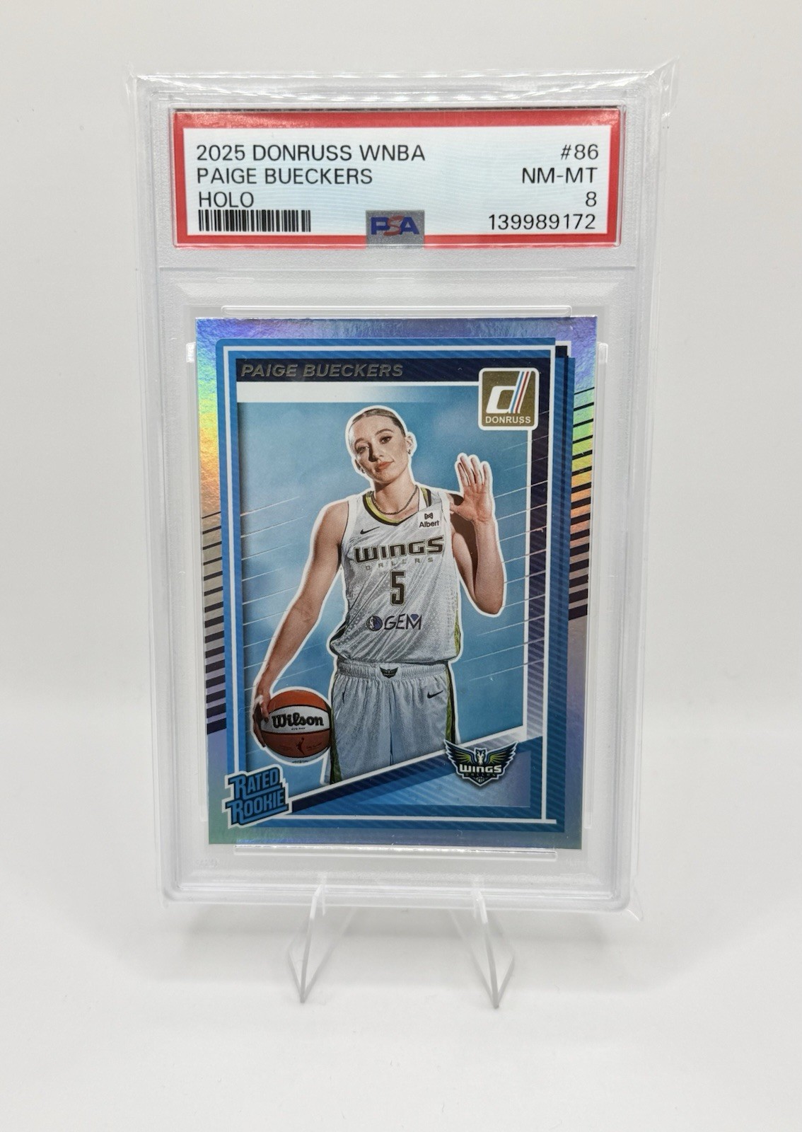 2025 Panini Donruss WNBA - Rated Rookie Paige Bueckers #86 Holo PSA 8 (RC) view 2