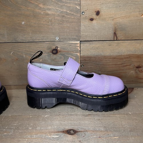 Plataforma Mary Jane Dr Martens Addina Flwr de cuero púrpura lila para mujer talla 7 - Imagen 9 de 10