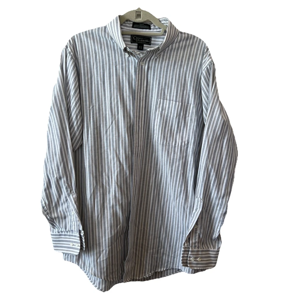 Camisa de vestir Oxford Croft & Barrow para hombre a rayas resistente a las arrugas talla 16 1/2 34/35 Foto 4 de 4