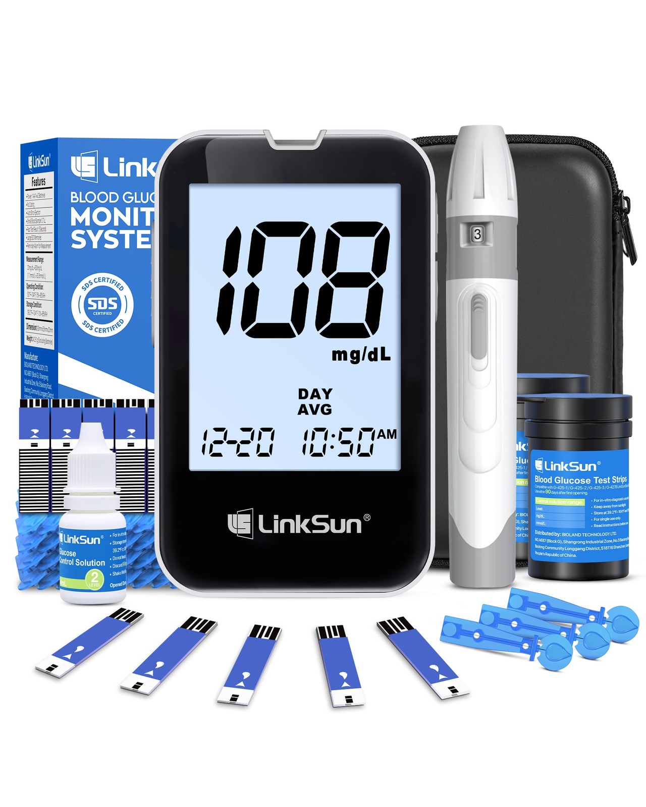 G-425-2V Blood Glucose Monitor Kit, 100 Test Strips, 100 Lancets, 1 Blood Sugar