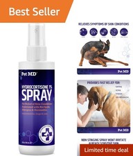 Non-Stinging Hydrocortisone Spray for Pet Skin Relief 4 oz for Dogs Cats