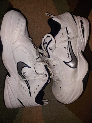 Size 9.5 - Martine Rose x Nike Air Monarch IV White Navy - Used