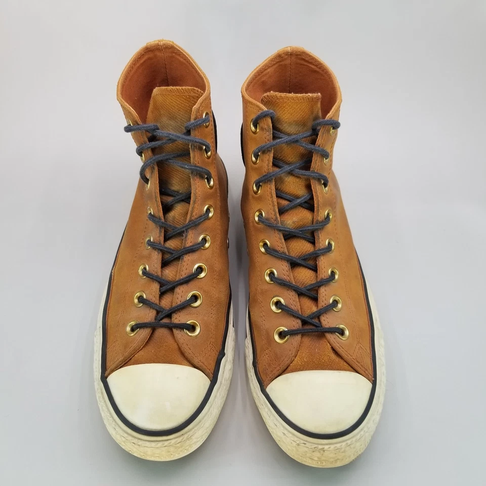 Converse Feminino 11 Masculino 9 All Star Chuck Taylor Couro Tops Altos Marrom Gengibre - Imagem 4 de 4