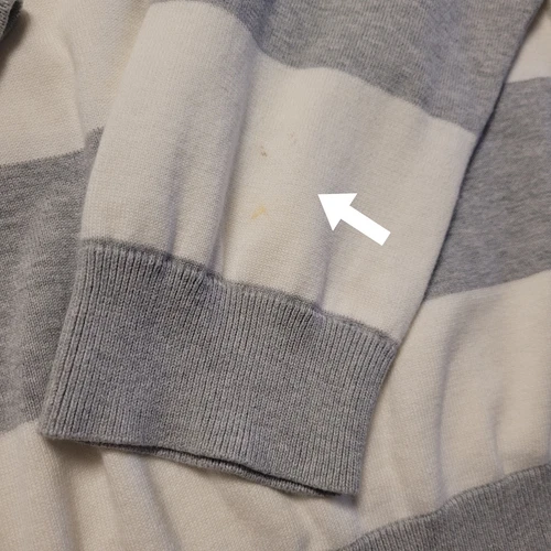 Old Navy Mens Striped Sweater XXL 100% Cotton Light Gray Cream Knit Long Sleeve - Picture 7 of 18