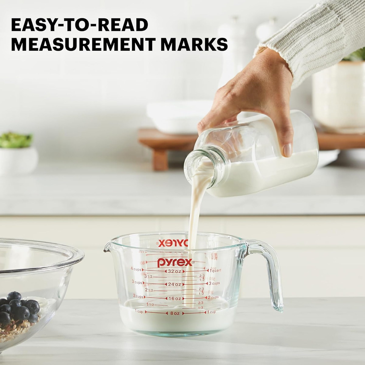 Pyrex Essentials (3-Pack) Glass Measuring Cups Set, (1, 2 & 4 Cup
