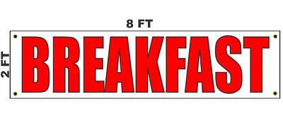 BREAKFAST Banner Sign 2x8 for Diner Restaurant or Coffee Shop