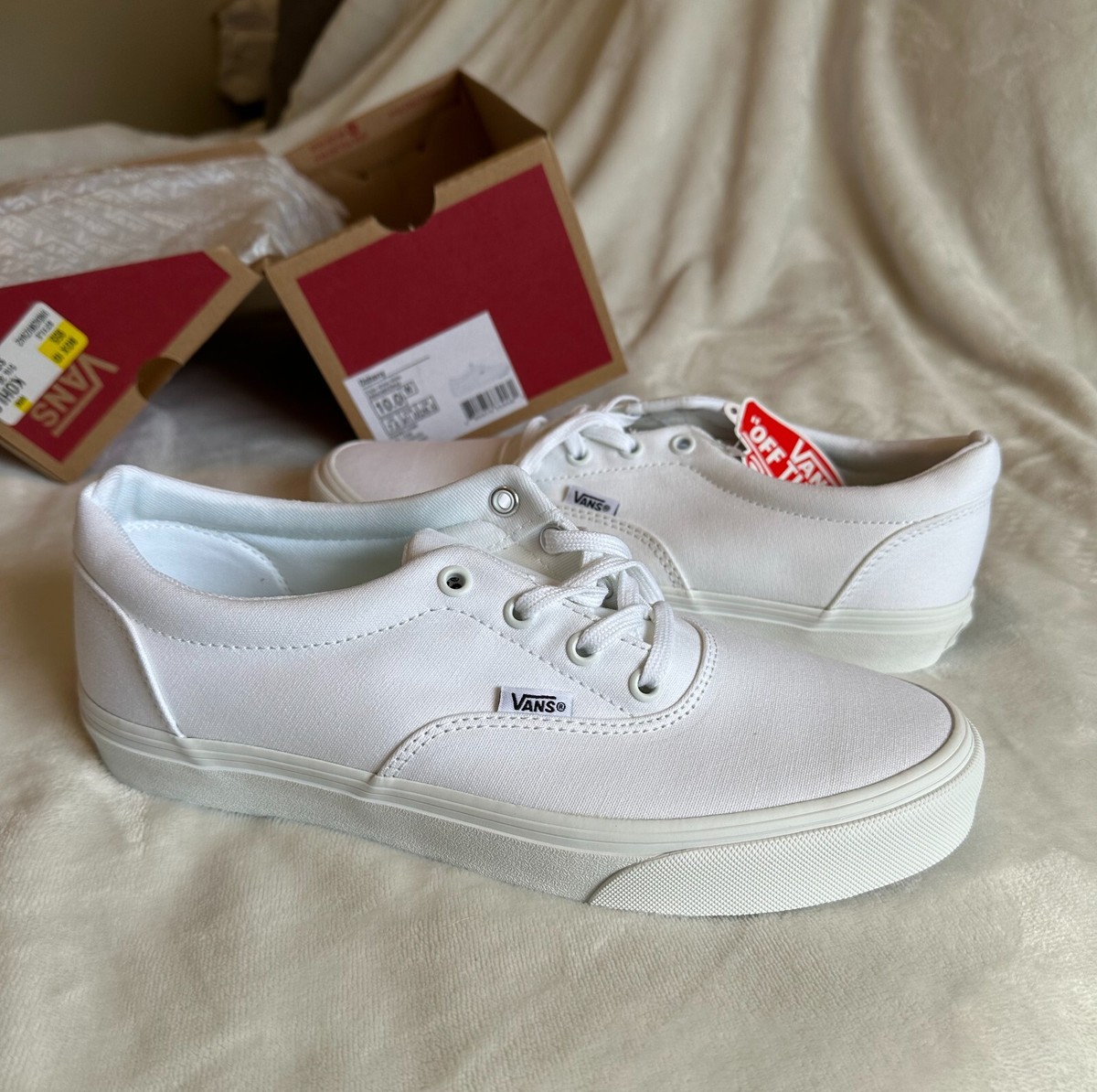Vans Authentic Classic Unisex Shoes True White- Canvas- Womens 10/ Mens 