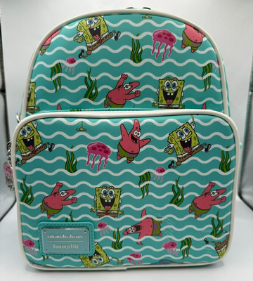 Loungefly SpongeBob JELLYFISH Convertible Backpack Loungefly X Nickelodeon Spongebob Jelly Fishing AOP  main image 3
