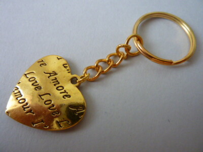 Herz Schlüsselanhänger Schlüsselring gold AMORE LOVE 1808