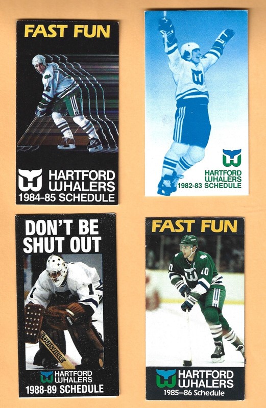 Hartford Whalers NHL hockey schedules - 4 schedule lot *1983 - 1989*