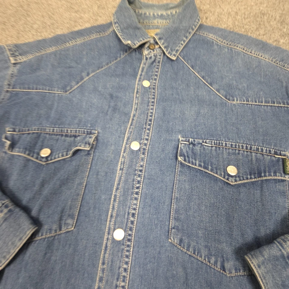 Vintage Espirit shirt mens SMALL blue Long Sleeve Button Up denim cotton Size S - Image 2 of 4