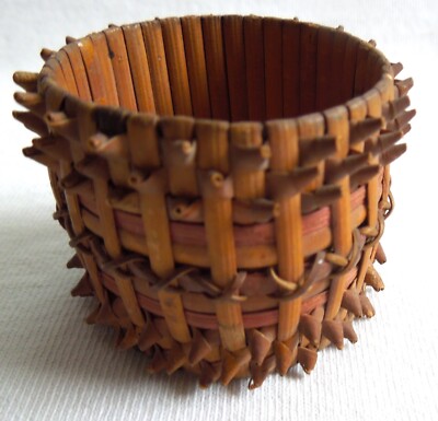 Vintage 1930's BASKET NAPKIN RING #2 *Northeast Micmac*Porcupine Weave*FREE SHIP