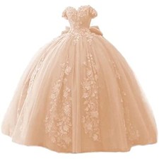 Quinceanera Lace Beaded Prom Dresses Fluffy Off Shoulder Sweet 15 16 Prom Dress