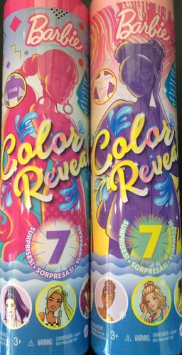2 X Barbie Color Reveal Dolls 7 Surprises Brand New Sealed Sun & Sand/ Patchwork