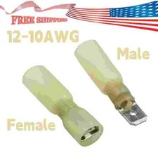 10-12AWG Waterproof Spade Female/Male Heat Shrink Wire Connector Terminal 100pcs