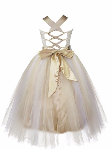 Flower Girl Princess Tulle Dress Party Pageant Wedding Bridesmaid Prom Ball Gown - Picture 8 of 9