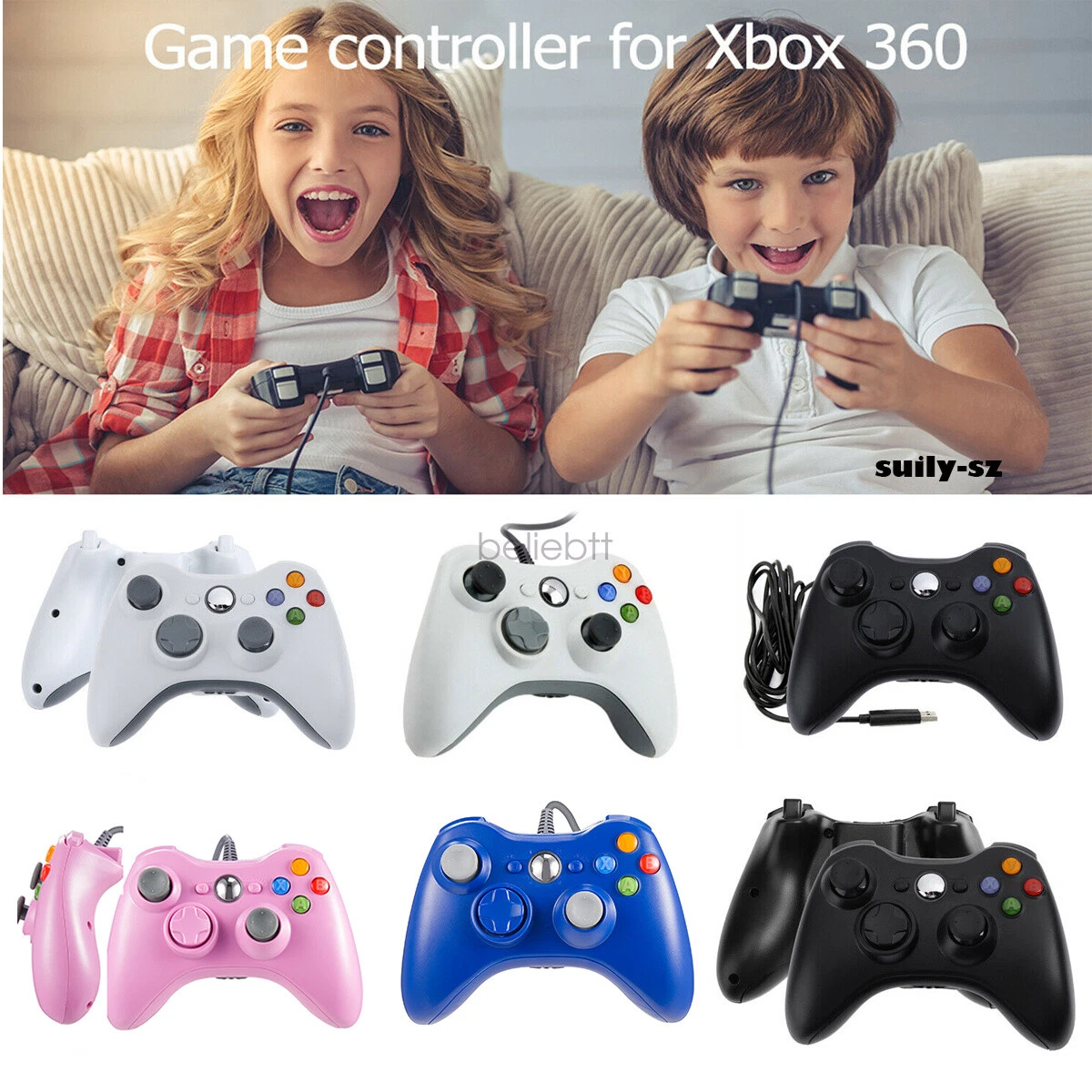 Wired Game Controller com 360 ° 3D Joystick, Gamepad com Função