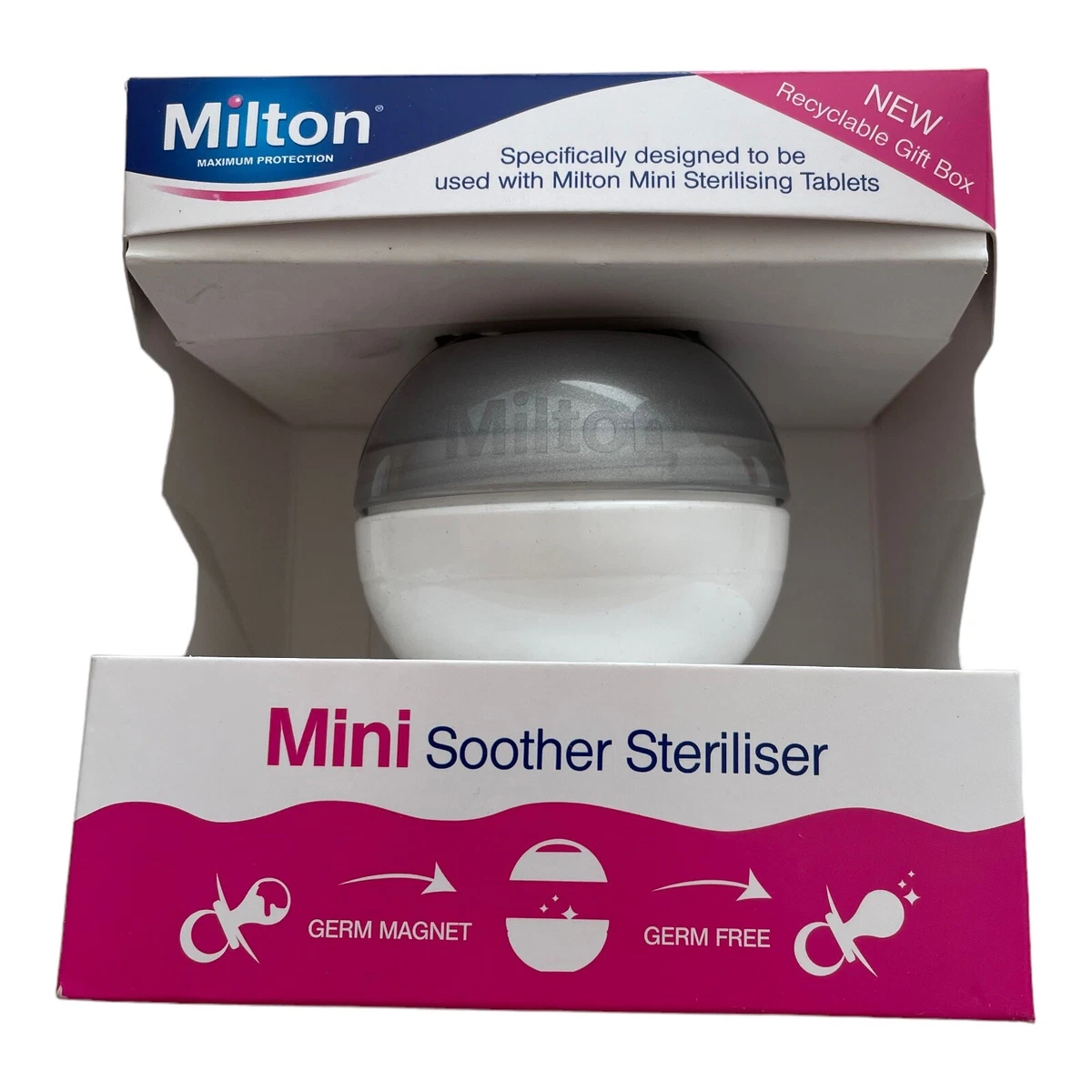 Milton Mini Portable Soother Pacifier Dummy Steriliser Silver