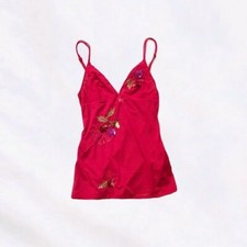 Victoria  s Secret Red Mesh Nightie Lingerie Dress Sequins Embroidered Size Small