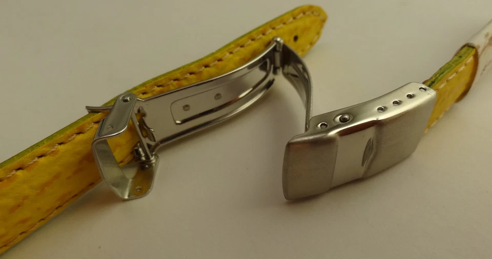 Nuevo ZRC Francia Amarillo Damas Tiburón 14mm Correa de Reloj Acero Seguridad Cierre Sealock Foto 4 de 4