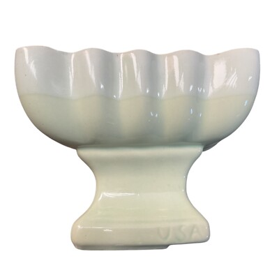 Vintage Hull Pottery White Sage Pedestal Planter. USA
