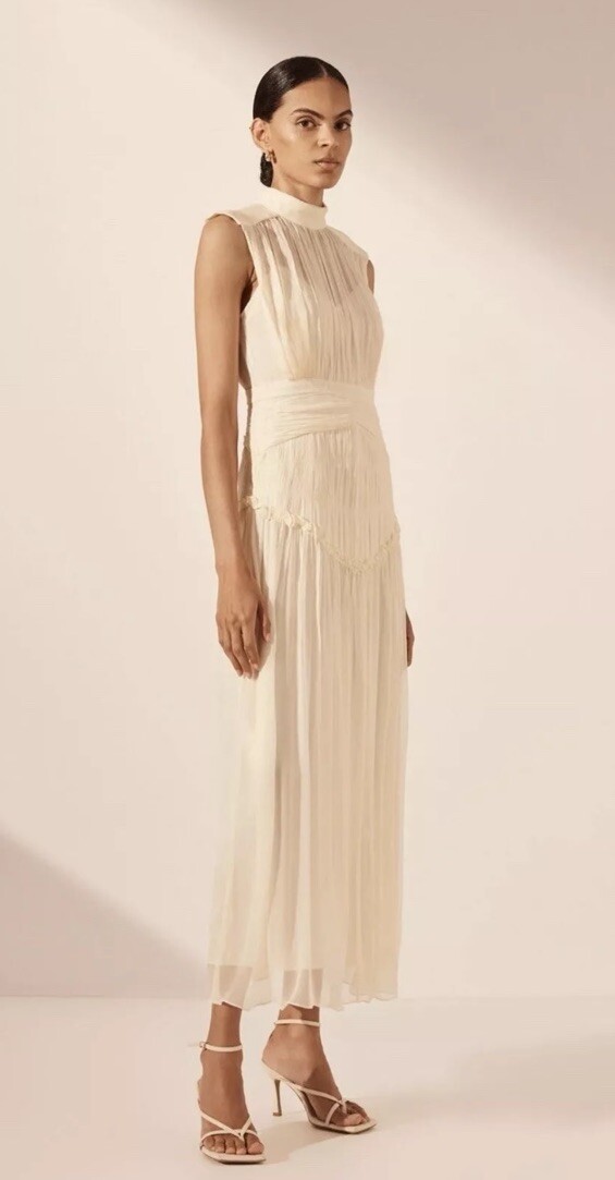Shona Joy Clemence Dress Size 8AU 4US High Neck Midi Dress - Cream | RRP $395 | eBay Shona Joy Clemence Dress Size 8AU 4US High Neck Midi Dress - Cream | RRP $395 | eBay