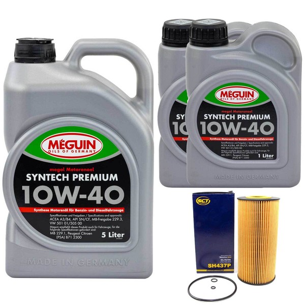 MotoröL Set Syntech 10W-40 Meguin 7 Liter + ÖLfilter FüR Mercedes C-Klasse W202-image