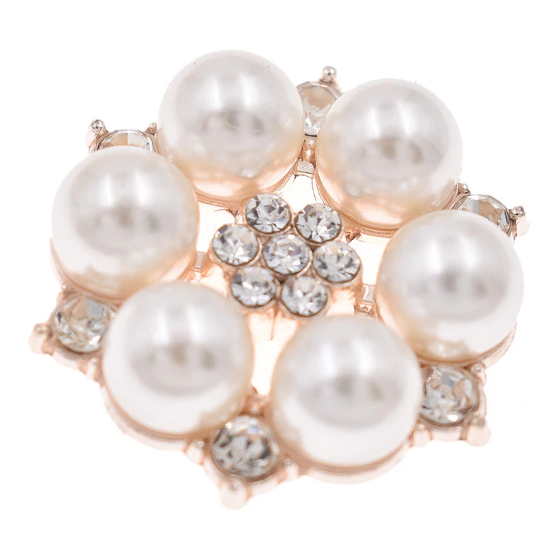 10pcs Pearl Flower Rhinestone Buttons Sewing Handbags Scrapbooking Craft DIY - Image 2 of 4