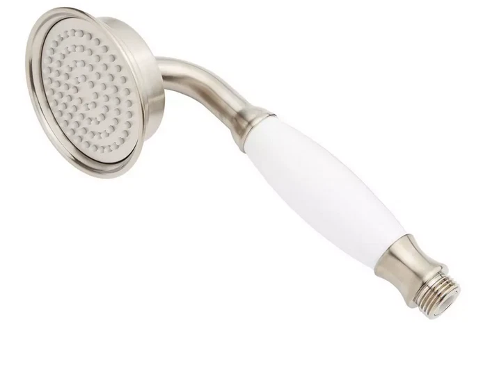 SIGNATURE HARDWARE COOPER HAND SHOWER WITH PORCELAIN HANDLE - BRUSHED NICKEL
