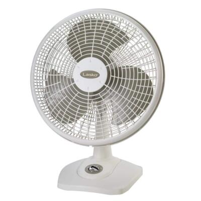Lasko Oscillating Table Top Fan Small 3-speed Desk Cooling Compact White 16 In