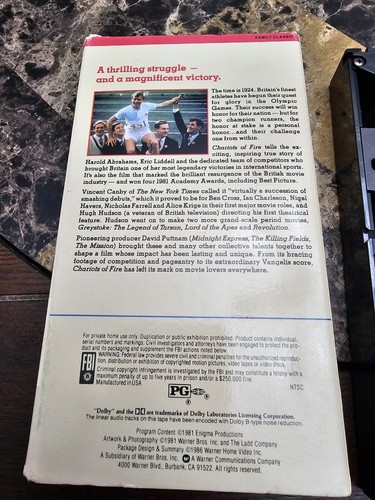 Chariots of Fire VHS, 1986 Movie Rated PG Family Classics - Picture 3 of 3