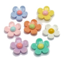 20pcs Mixed Color Flatback Resin 3D Flower Cabochons 20mm Embellishments Craft