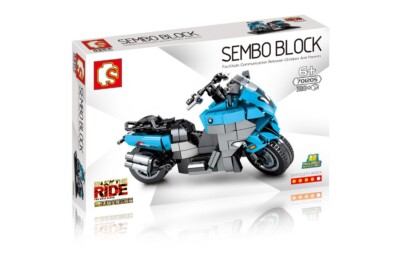 Sembo Blocks 701205 Straßenroller auf Ständer in blau-schwarz Klemmbausteine  