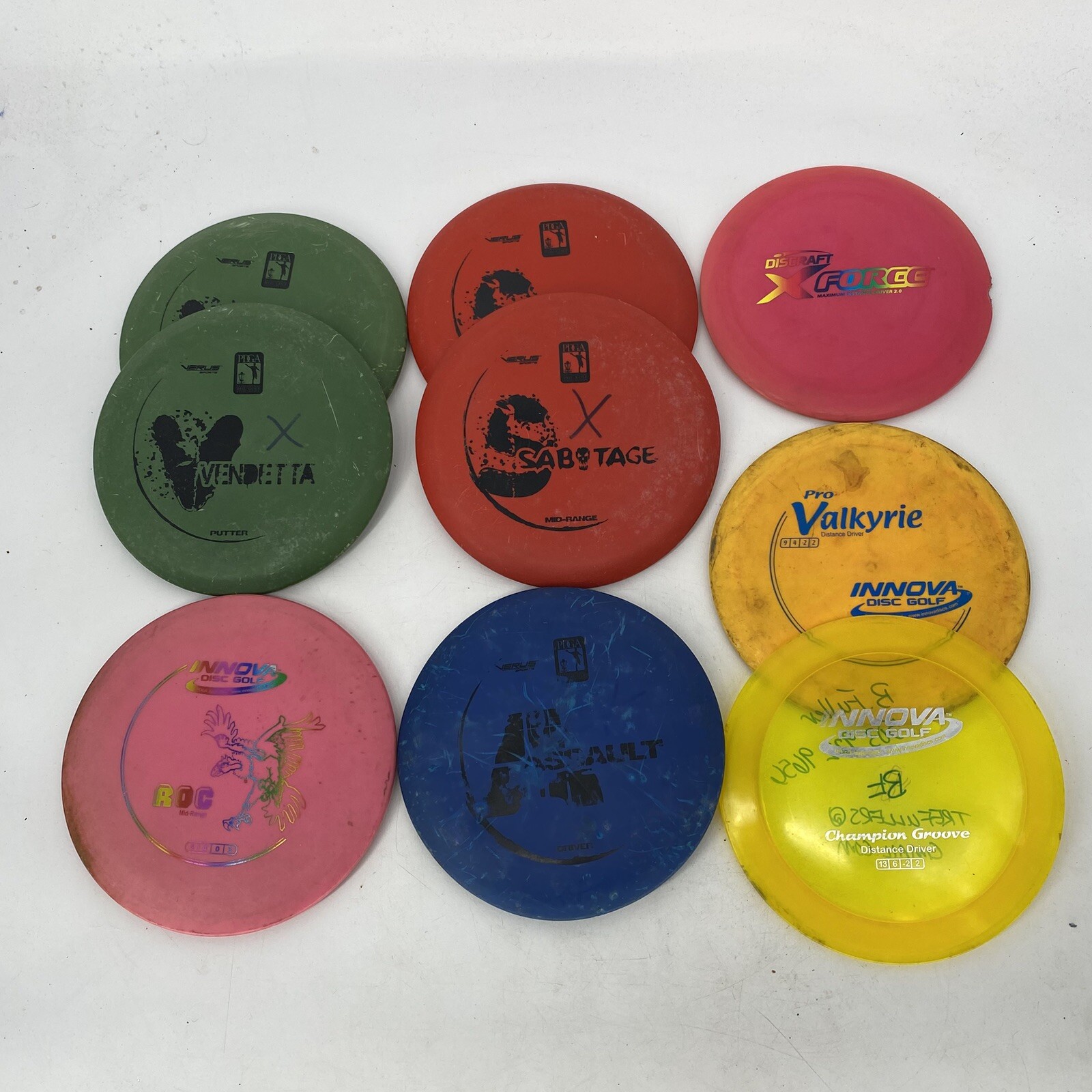 Disc Golf Discs Lot of 9 Putter Driver Mid Range Inova Discraft Verus