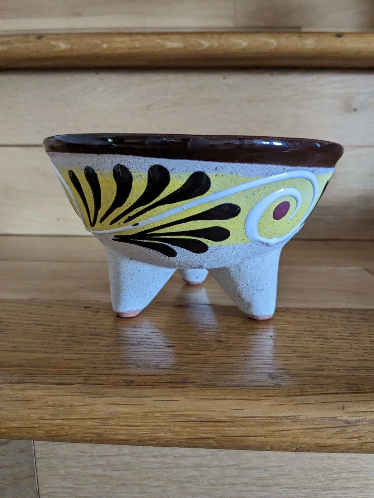 Handmade HandPainted Earthenware molcajete Sandy Texturre Pottery bowl 12 oz 6x4