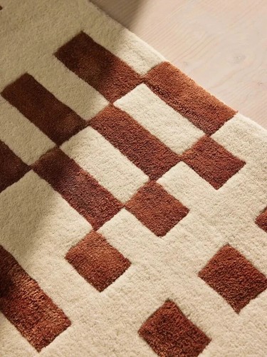 Hand Tufted Rug Raya Rust Hand Made Wool Silk Aesthetic Carpets For Bedroom - Picture 4 of 6