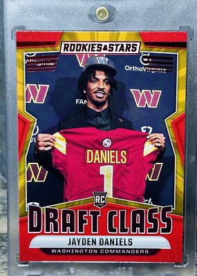 Jayden Daniels RARE ROOKIE RC DRAFT RED SSP VARIANT PANINI COMMANDERS ROY MINT