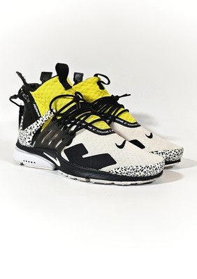 Nike Air Presto Mid Acronym Dynamic Yellow White Black US 8 UK 7 EUR 41 Cm 26 