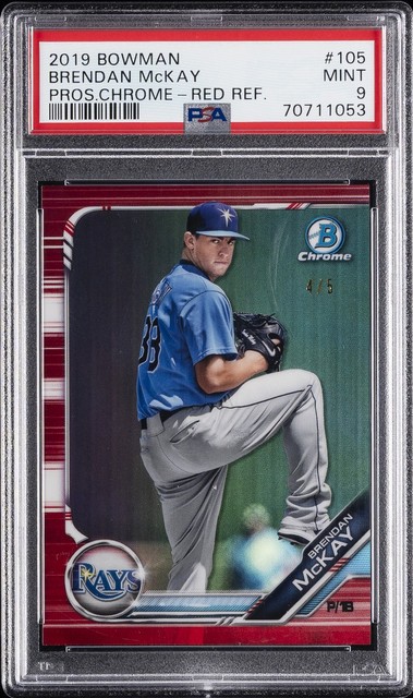 2019 Bowman Prospects Chrome Red Refractor #105 Brendan McKay 4/5 PSA 9