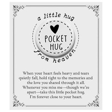 Pocket Hug from Heaven, Sympathy Memorial Gift with Card, Bereavement Silver