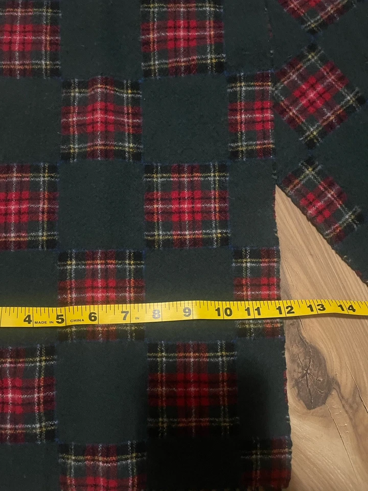 Винтажный шарф GAP 100% шерсть шотландка зеленый красный мульти сделано в Италии 54 дюйма x 12 дюймов - Изображение 3 из 4