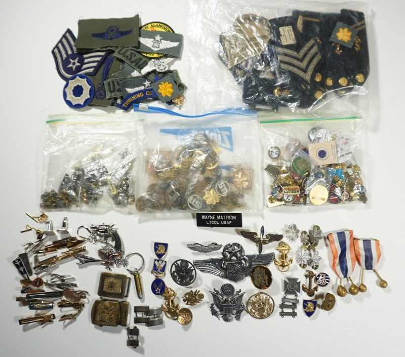 Large Lot of US Air Force Pins Tie Clips Badges Buttons Pins Patches Insignia