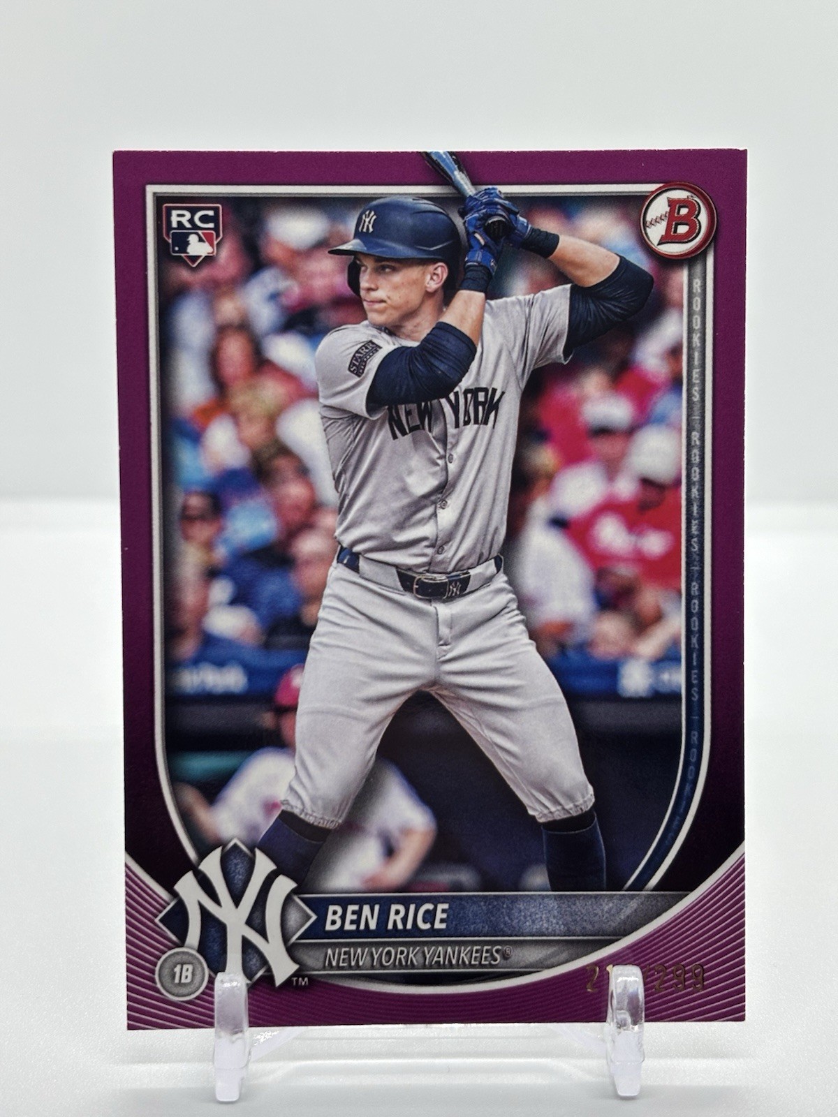 2025 Bowman - Ben Rice #85 Paper Fuchsia /299 (RC)