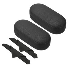 Hard Shell Eyeglasses Case, 2 Pack Litchi Grain Large Glasses Case, Black