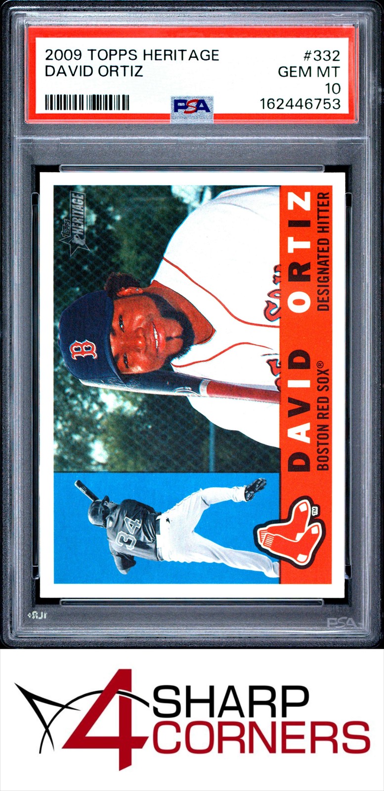 2009 TOPPS HERITAGE #332 DAVID ORTIZ RED SOX HOF PSA 10 view 1