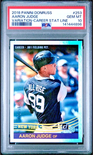2018 Donruss Variation Stat Line Aaron Judge ALL RISE /500 #253 PSA 10 POP 2