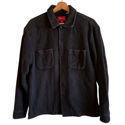 Supreme Brushed Flannel Twill Shirt Black Mens Size S Long Sleeve